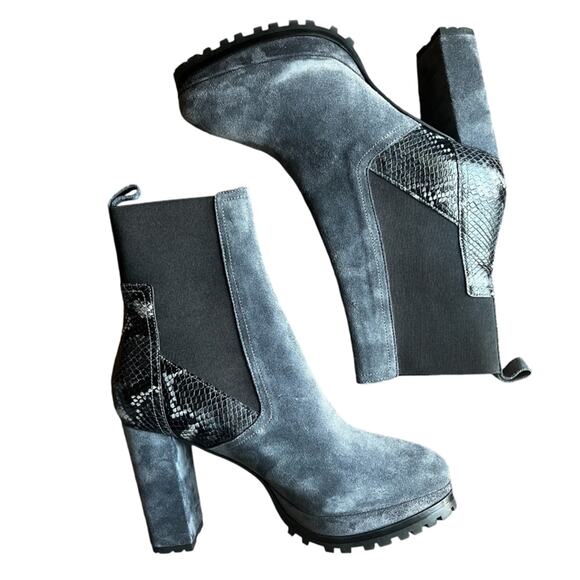 ALL SAINTS Sahara Snakeskin Embossed Suede Bootie Size 39 gray  NEW - Picture 4 of 9